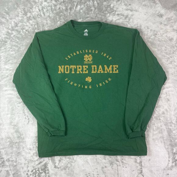 Notre Dame Adidas Long Sleeve T Shirt Men's L Green Fighting Irish - Picture 1 of 7